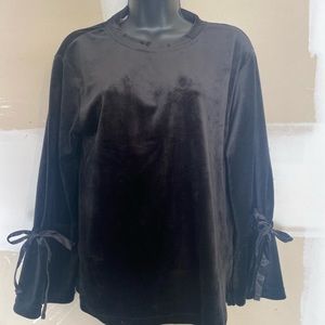 Philosophy Black Velvet Womens Blouse Ruffled sz S